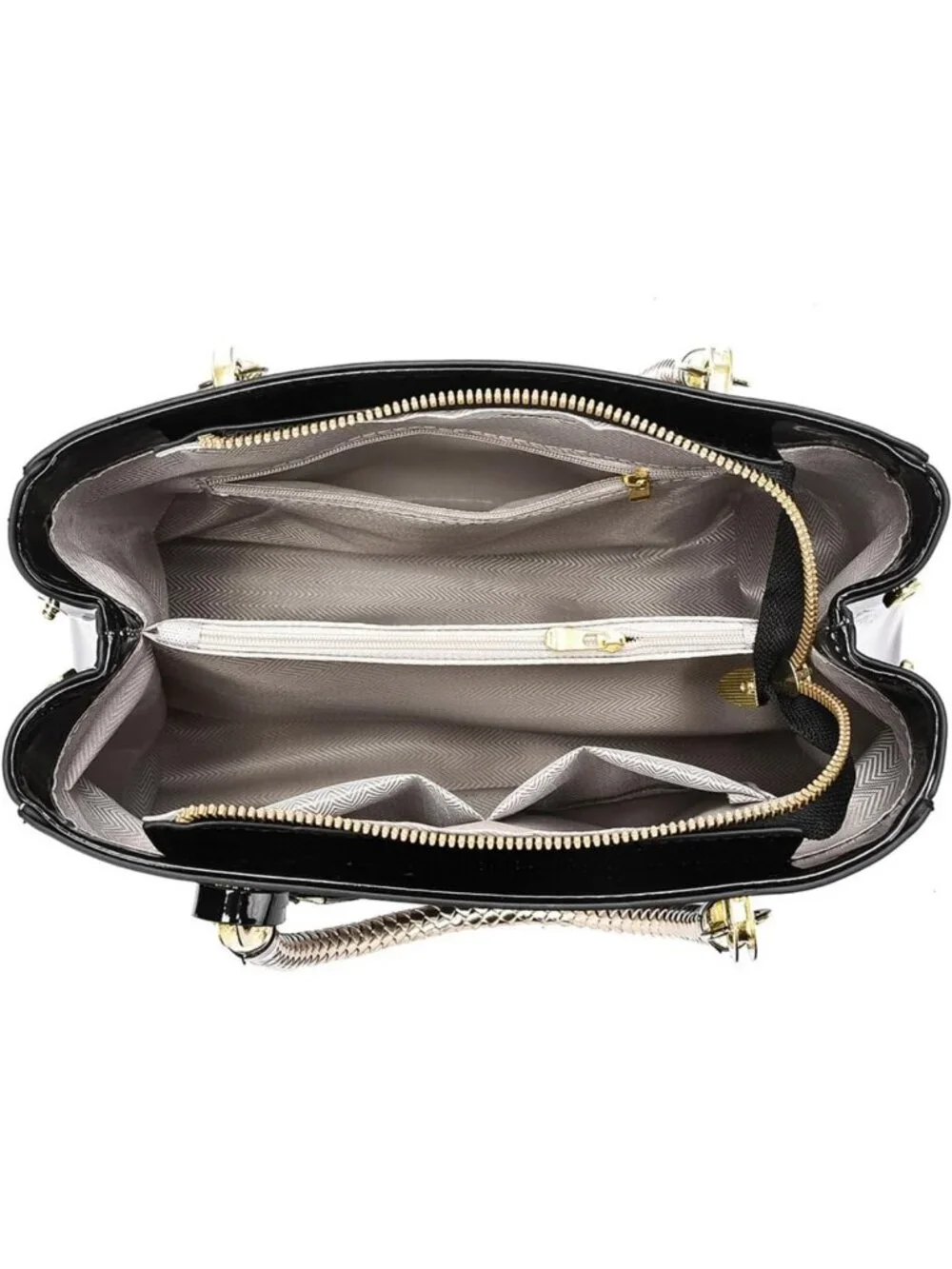 Shiny Patent Leather Shoulder Bag - Large Top-Handle Satchel Purse for Women